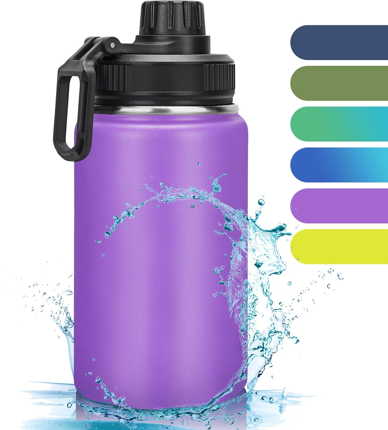 12 oz Water Bottle,Small Insulated Water Bottle, Stainless Steel Small, Leak Proof with Chug Lid, Wide Mouth BPA Free Double Wall Vacuum (Purple) - Image 7