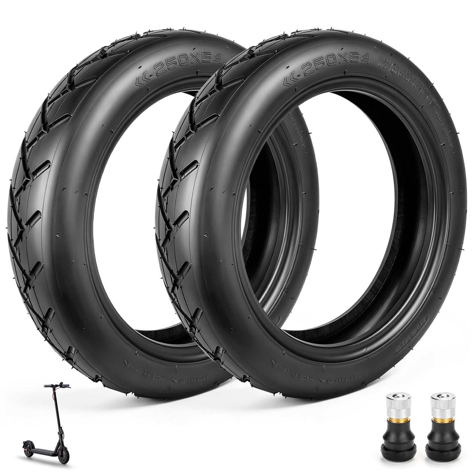 Pneumatici Tubeless 250 x 54 per Scooter Elettrico Xiaomi Mi4 Pro/Lite, 10 x 2,125 per Ninebot F20 F25 F30 F40 - 10 Pollici (Tubeless*2)