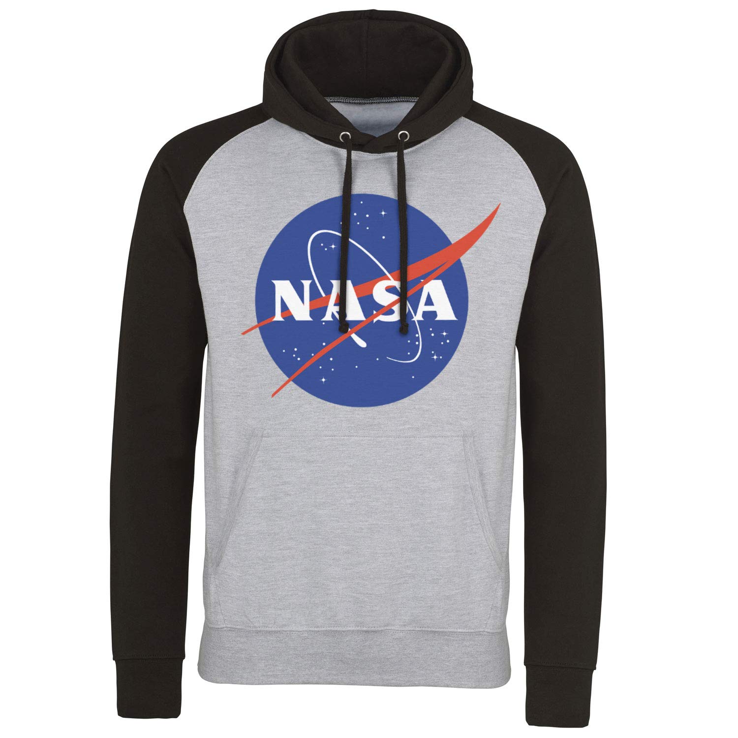 Nasa Officially Licensed Insignia Baseball Hoodie (Heather Grey - Black), Large