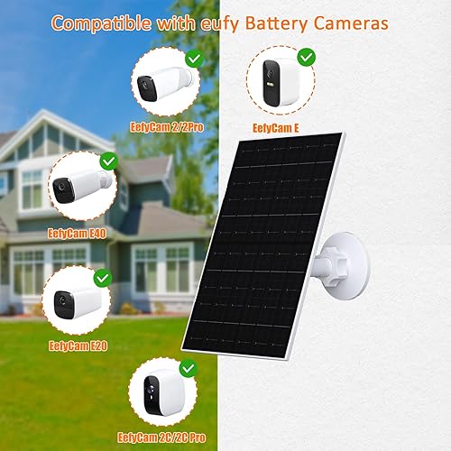 Miniatura 3 de Panel solar de 7 W para cámara de seguridad, cargador de panel solar compatible con Eufycam 2C2C Pro22 ProE20E40E, panel solar USB con puerto USB-C,