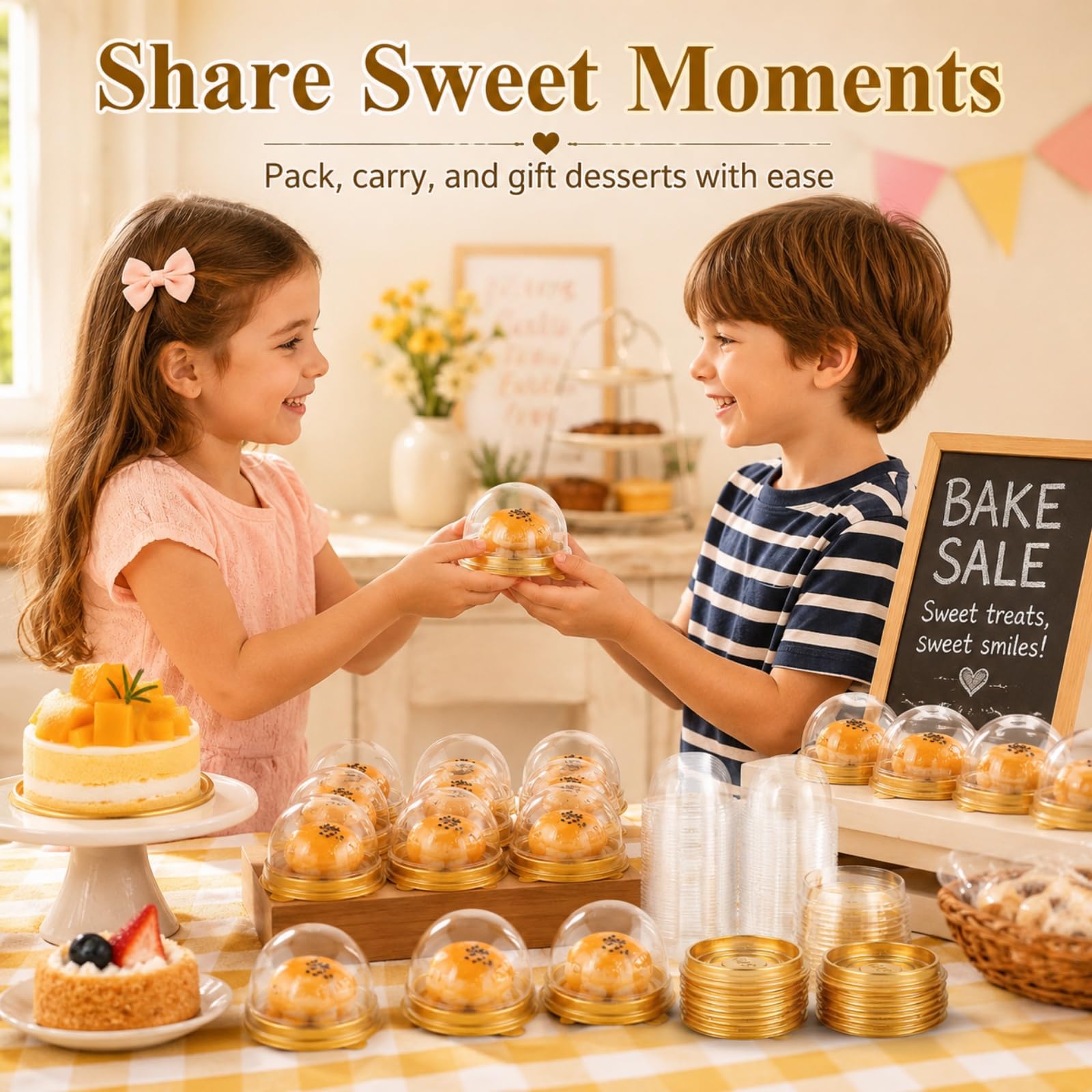 Mini Cake Boxes - 300 Pack Clear Containers -7 Mini Cake Boxes - 300 Pack Clear Containers -7