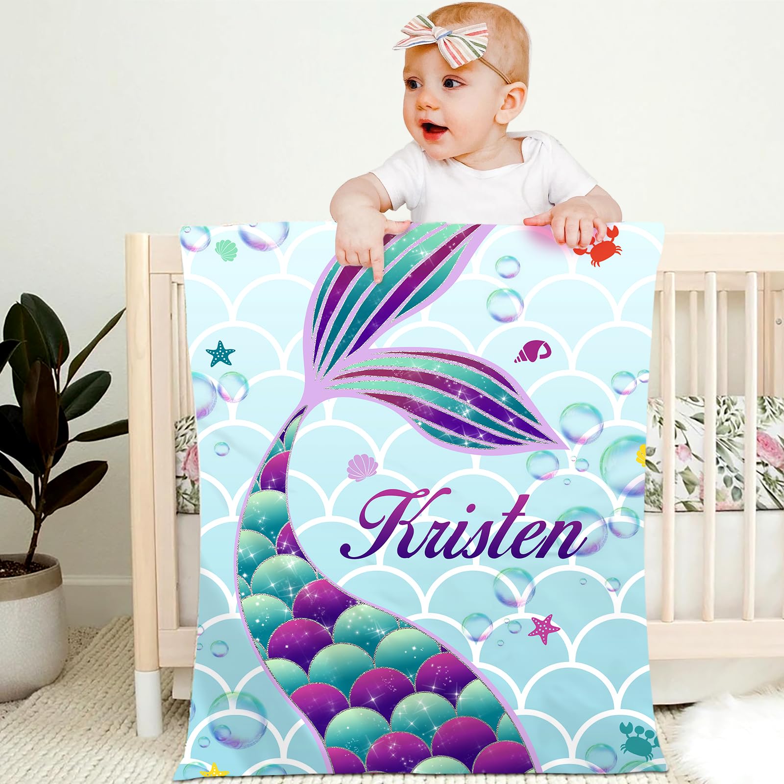 Personalised Baby Blanket with Name Custom 70x100cm Children Girl Boy Kid Throw Blanket Soft Cozy Flannel Name Blanket Animal Elephant Panda Gifts for Newborn Toddlers Adults Birthday Christmas,I