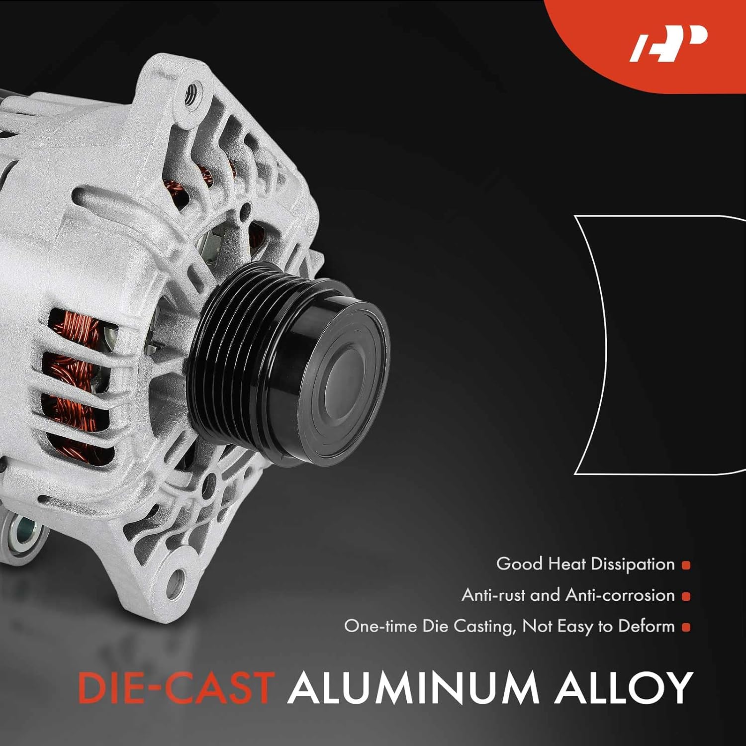 A-Premium Alternator Compatible with Kia Soul 2012-2016, Forte Koup 2014-2016, Forte5 2015-2016, Rio 2014-2017 & Hyundai Veloster 2013-2017, 1.6L, 12V 110A 6-Groove Decoupler Pulley Clockwise