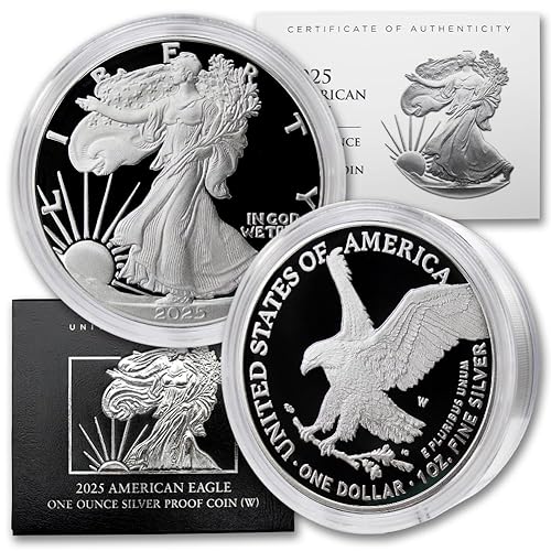 2025 W 1 oz American Silver Eagle Proof Coin in Original United States Mint Packaging (in Capsule) with Certificate of Authenticity $1 PR