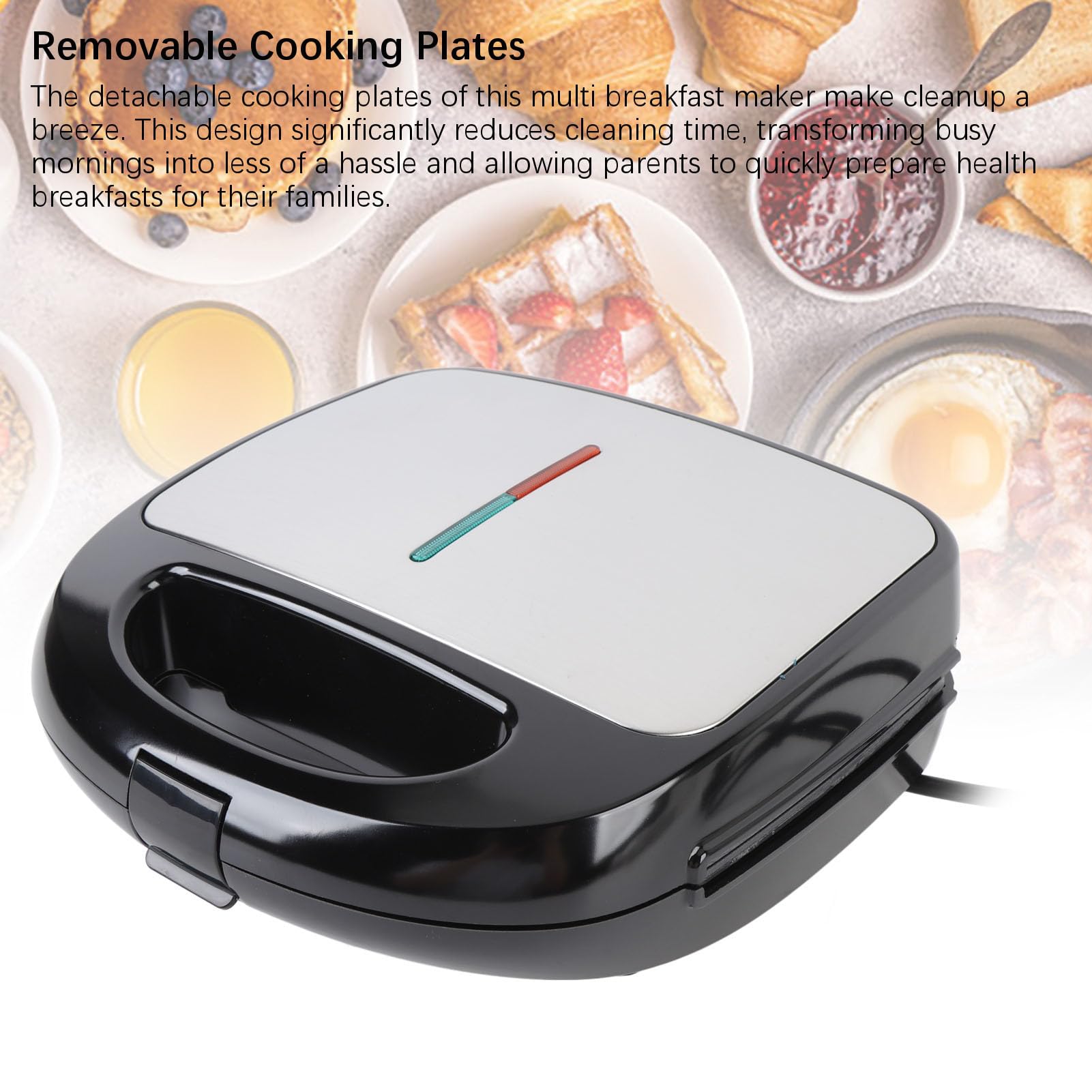Pongnas Macchina da 6 Pollici con Piastre Antiaderenti Rimovibili – Piastra per Waffle, Macchina per Ciambelle, Griglia per Pancake, Pressa per Piatto di Noci e Pane con Guscio – Elettrica per la