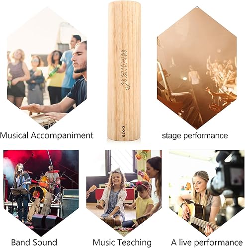 Miniatura 5 de GECKO Maracas - Martillo de arena, instrumento de percusión, maraca natural de madera para adultos, utilizado en actuaciones en vivo y conciertos