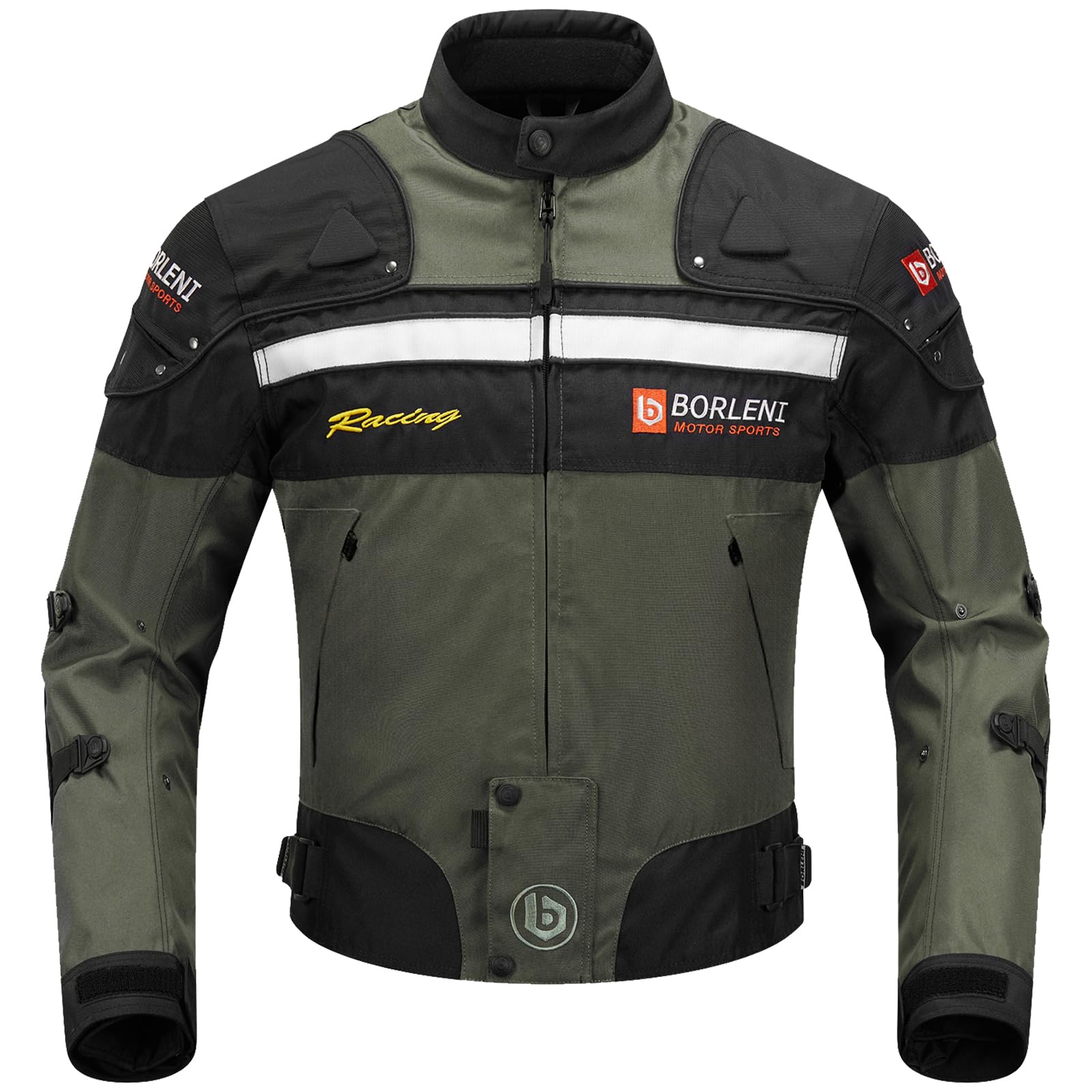 BORLENI Motorradjacke Herren Winter CE Motorrad Jacke Textiljacke Winddicht mit Herausnehmbarem Liner Protektoren Protektor Jacke Roller Biker Touren Allwetter Männer Damen Schwarz Grau Rot M-XXXL
