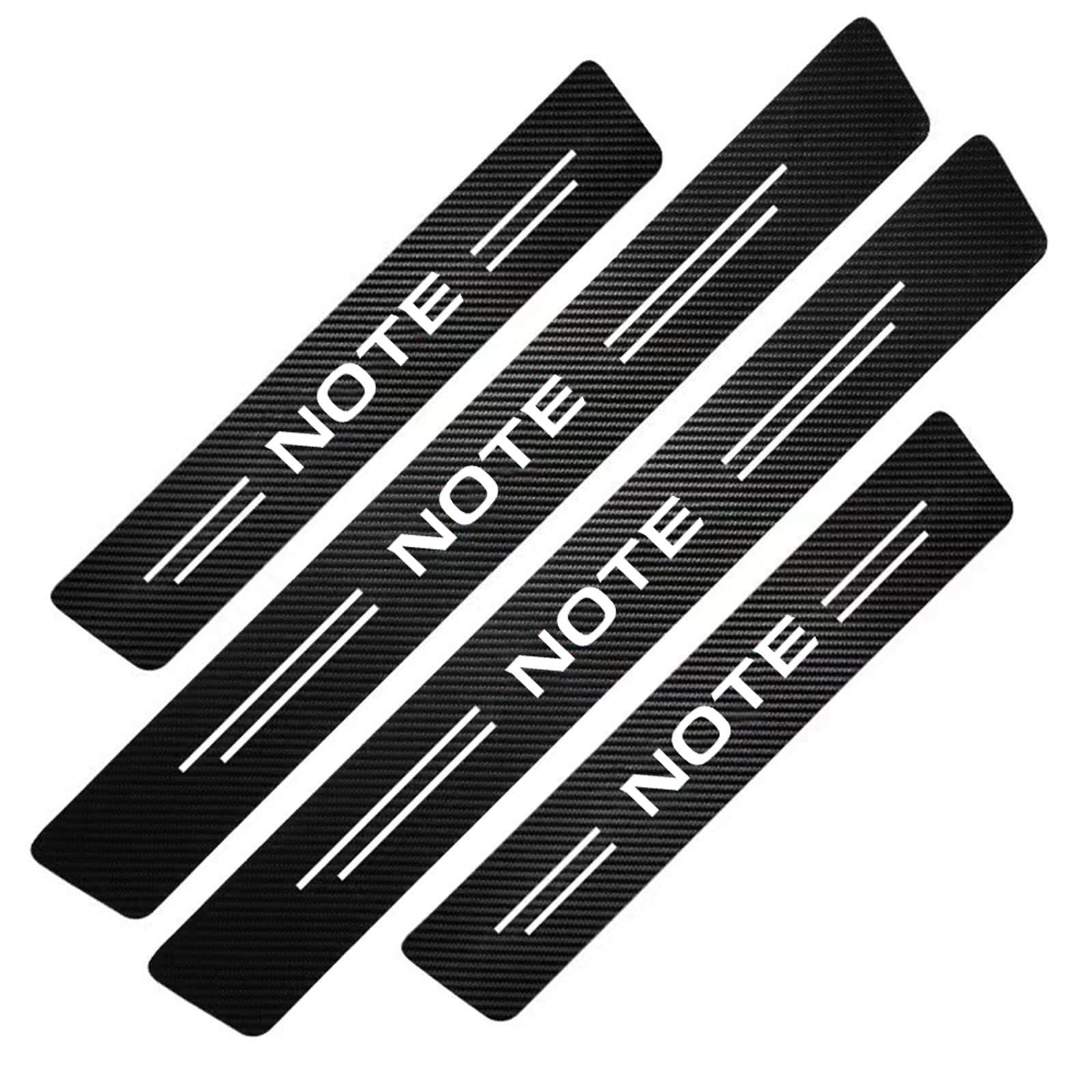 4pcs Car Sill Protectors Strips Carbon Fiber Wrap Film Universal Automobile Threshold Protective Covers Sticker Kick Plate Styling Accessories for Nissan Note E11 E12 E13 2004-2024,White