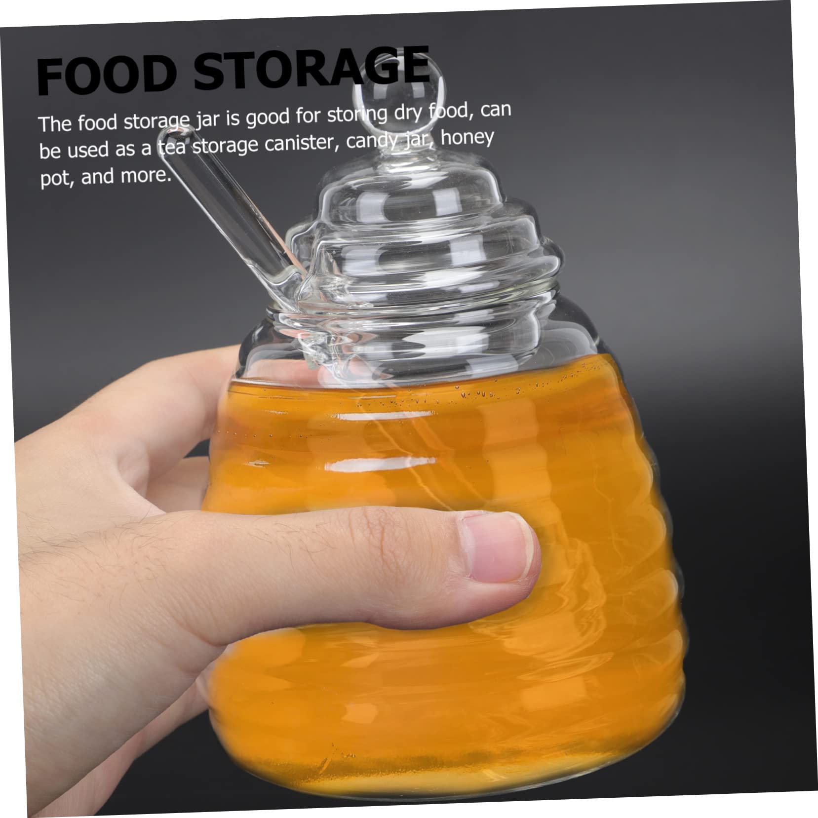 GRIRIW 1Set Transparent with Mixing Bars for Honey Storage Food Container and Kitchen Organization