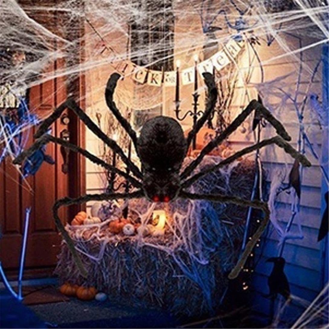 Amaxiu Halloween Prank Spider Figures, 4 Pcs Géant Réaliste Action Modèles Animaux en Plastique Fausses Araignées Jouets Réalistes Effrayantes pour Halloween Props Porche Haunted House Party Supplies