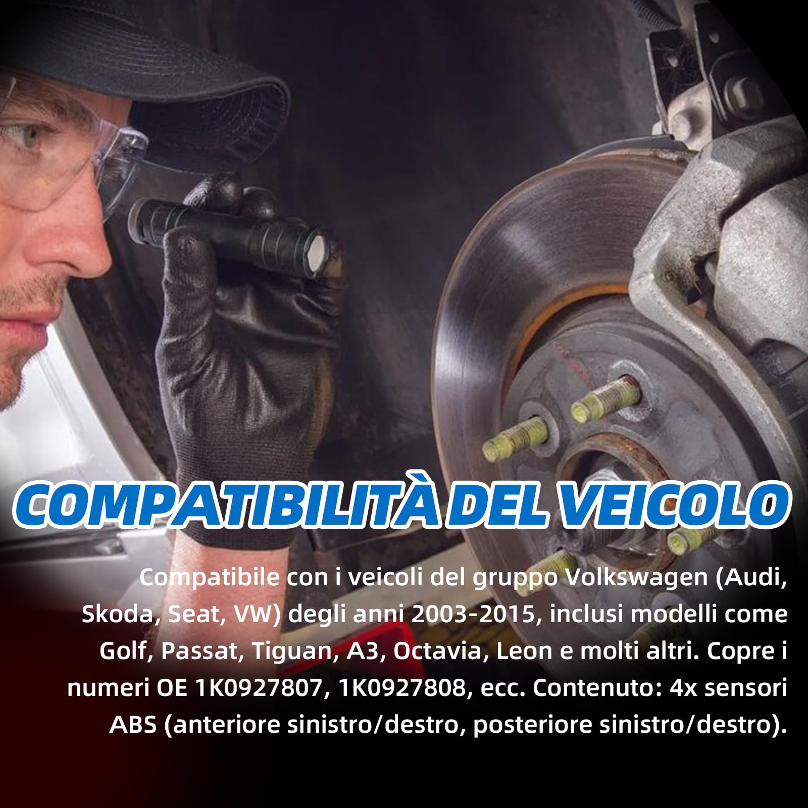 Sensore di velocità ABS anteriore posteriore sinistro destro compatibile con VW Golf V VI Audi A3 8P Skoda Octavia 1Z VW Passat B7