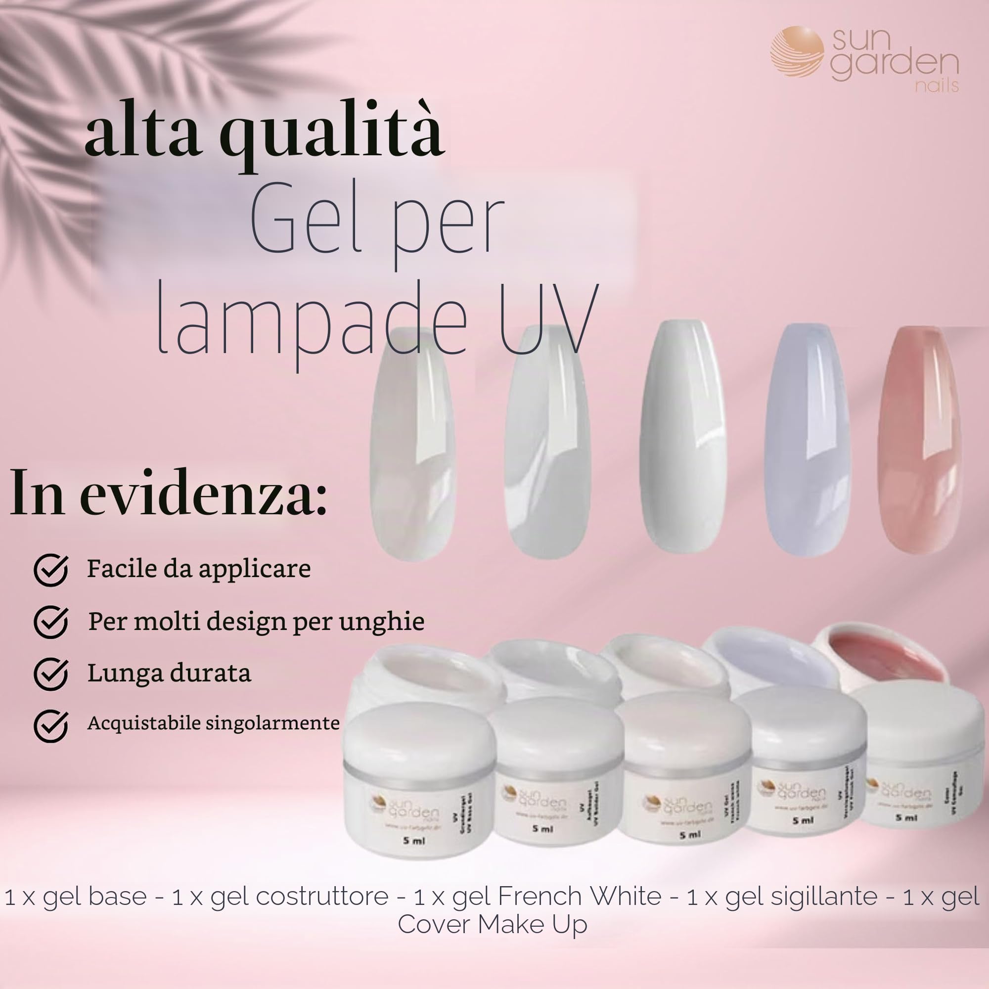 Sun Garden Nails Set di 154 Unghie in Gel per Principianti con Lampada UV, Set Completo di Accessori per Nail Art, Base Gel, Gel Colorato, Smalto UV, Primer, Olio per Unghie, Strass e Adesivi