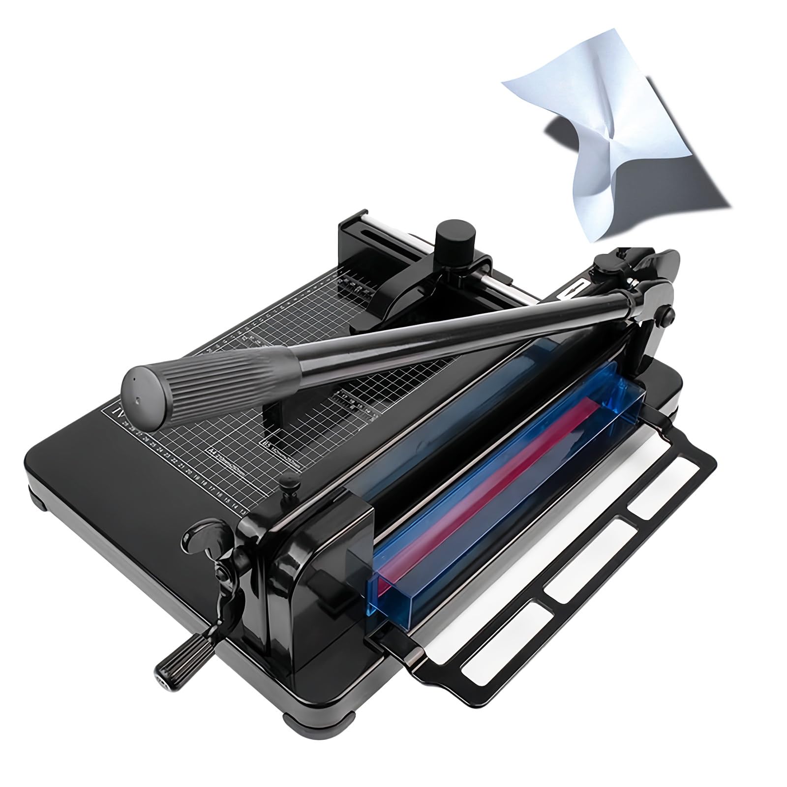 Taglierina per carta resistente, lama HSS da 30,5 cm, taglia fino a 400 fogli, doppia protezione di sicurezza per carta, foto, cartoncino, pelle, PVC, ideale per uso domestico e ufficio