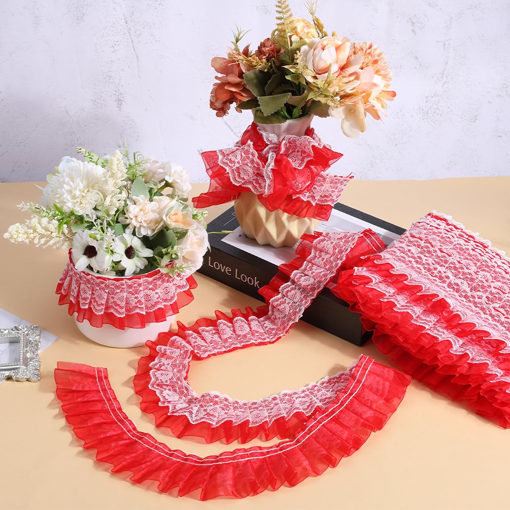 Cinta De Gasa Y Organza Con Perlas - 10 Metros, Color Morado, Para Manualidades, Bodas Y Decoración