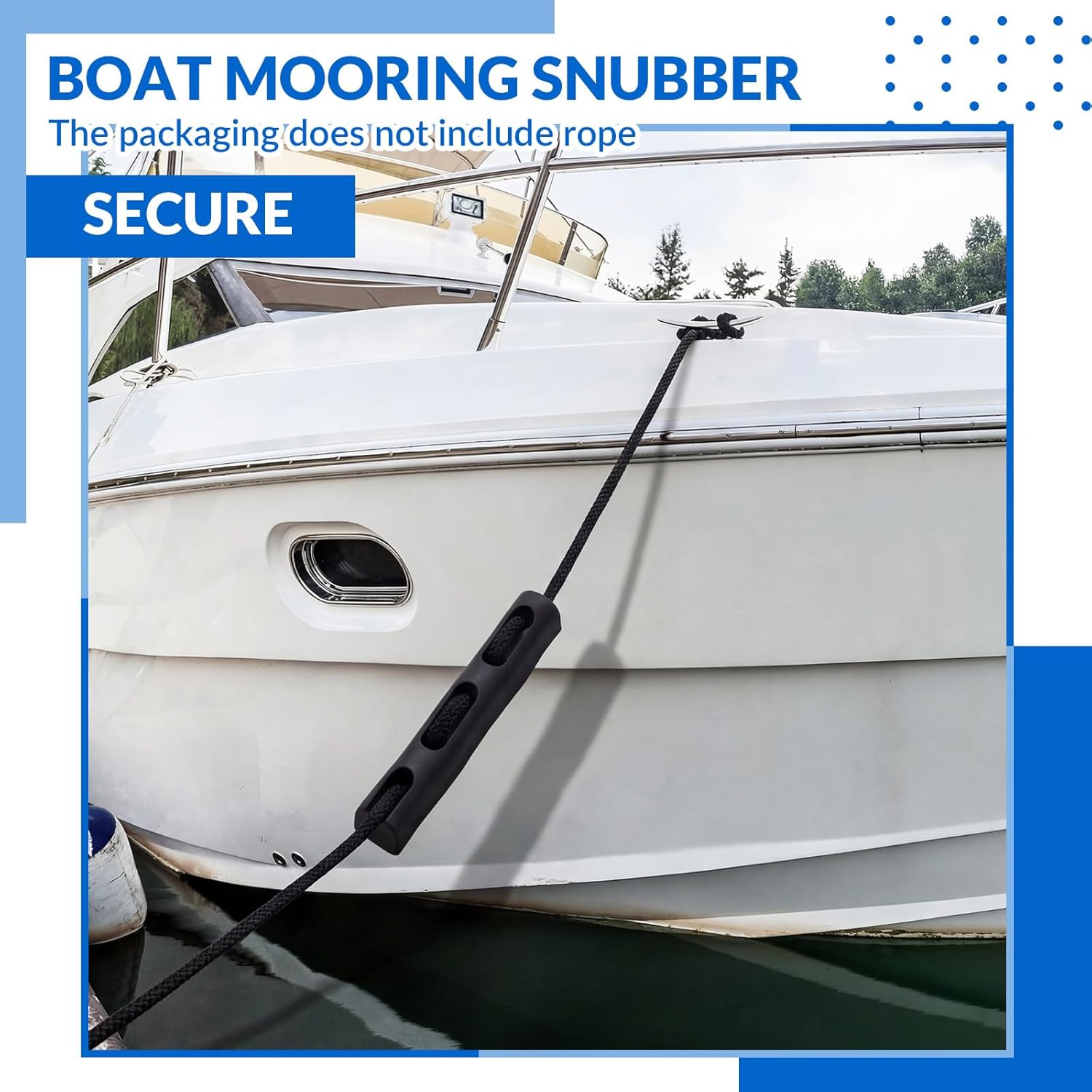 Seenelling 1 Pack Marine Rubber Boat Dock Line Mooring Snubbers for 13/16" to 7/8" Rope, Made of Rubber, Mooring Anchor Snubber Reduce Shock & Protect Dock Lines for Boats, Pontoon & Yacht