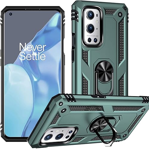 ADDIT Funda para OnePlus 9 Pro 5G, grado militar, absorción de golpes, TPU antiarañazos, con soporte de anillo para OnePlus 9 Pro 5G (6.7 pulgadas),