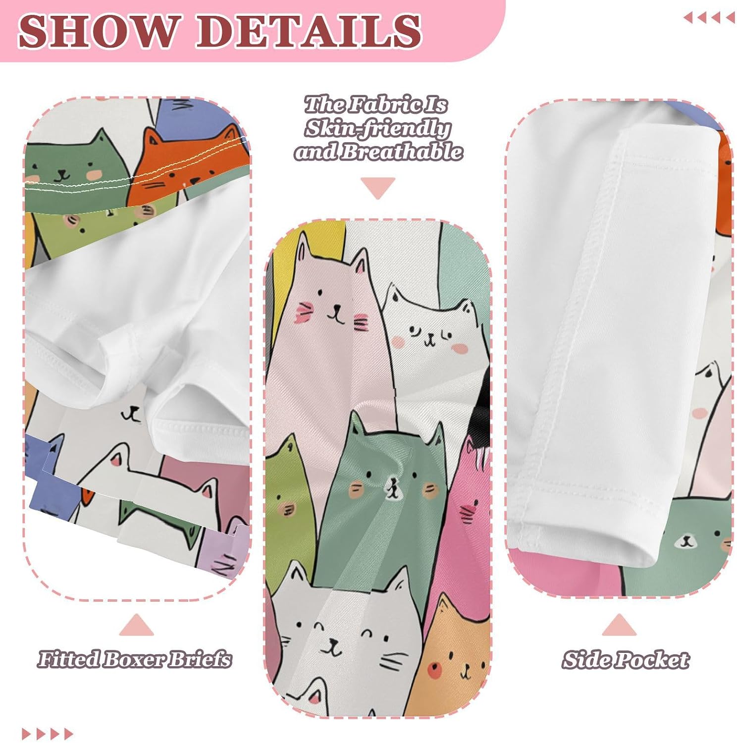 visesunny Funny Colorful Cartoon Cats Girl's Golf Skirt Athletic Tennis Skort Sport Activewear with Double Layer Pockets