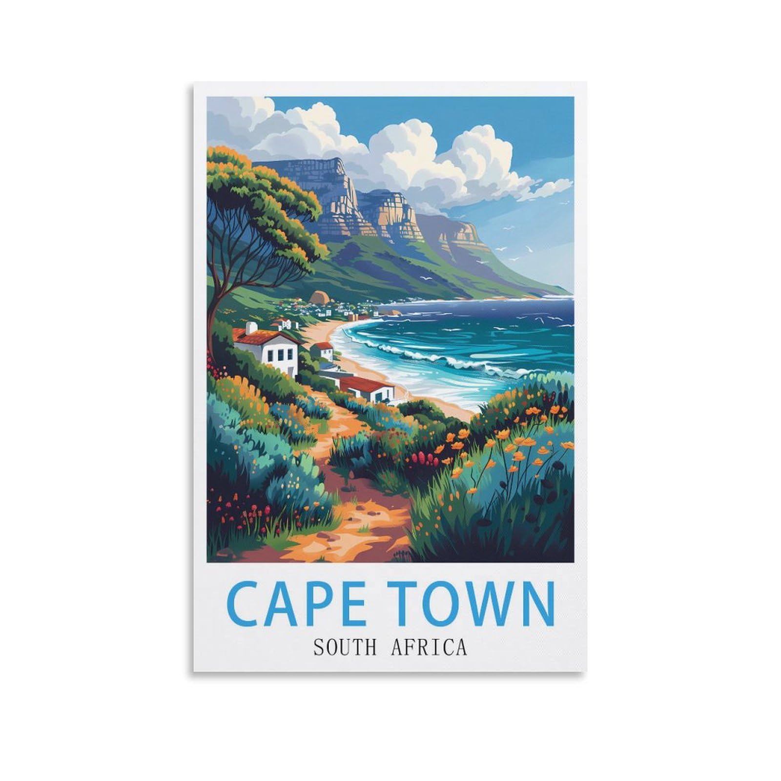 FUUDANG South Africa Cape Town Vintage Travel Poster 08x12inch(20x30cm) Canvas Art Poster And Wall Art Picture Print Modern Family Bedroom Decor Posters