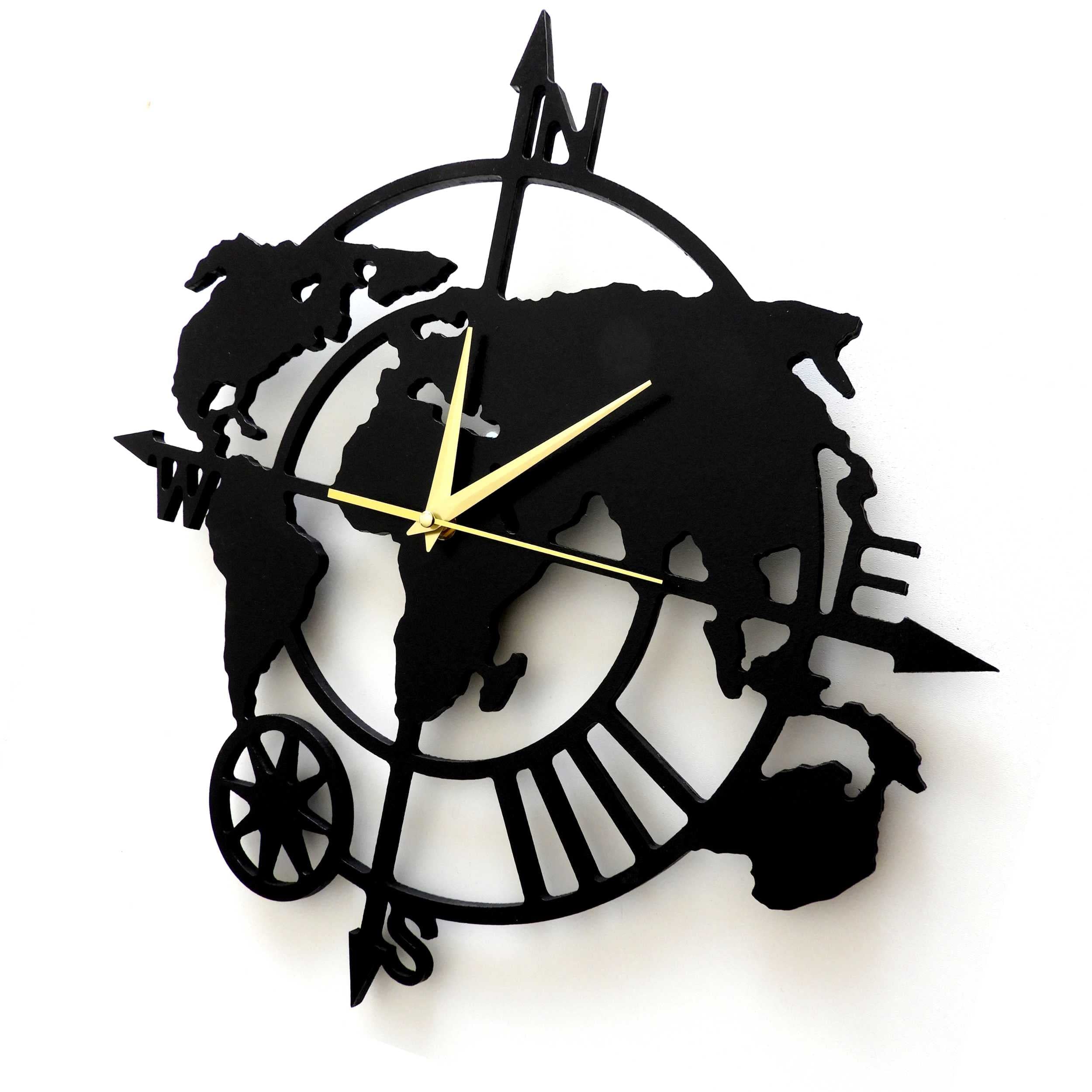 Orologio da Parete Silenzioso Mappamondo Decorazione Originale Nero 44cm, Senza Ticchettio, Movimento al Quarzo, Globo, Orologi per Soggiorno, Camera da Letto, Cucina…