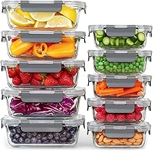 Lot de 10 Boites Repas - Boites de Conservation Alimentaire Idéales pour Préparer des Repas Sains - Boites en Verre Hermétiques sans BPA - 10 Boites Alimentaires et 10 Couvercles Étanches
