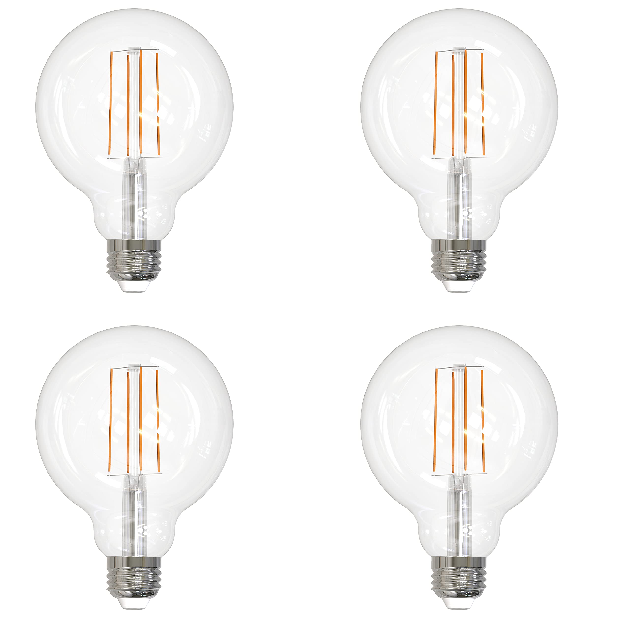 Sunlite 41697 LED G30 Edison Globe Light Bulb, 8.5 Watt (100 W Equivalent), Standard E26 Base, 800 Lumen, Dimmable, Decorative Clear Glass, Antique Long Filament, 90 CRI, 2700 K Warm White, 4 Pieces-image-42