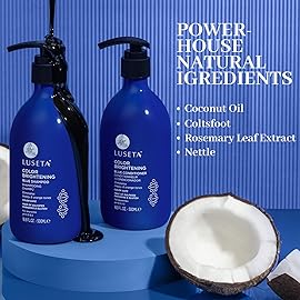 Luseta Blue Shampoo for Brassy Hair and Brunettes, Level Up Tones Down Orange & Copper Hues, Blue Shampoo and Conditioner for Color Treated Hair, Targets Brassy and Refresh cool-toned colors 2x16.9oz
