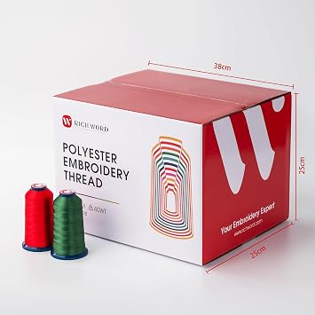 RICHWORD Prewound Bobbins, Plastic Sided, 144pcs Size L(SA155), 75D/2(60WT) + 60 Colors 40 WT 4000M Embroidery Machine Thread
