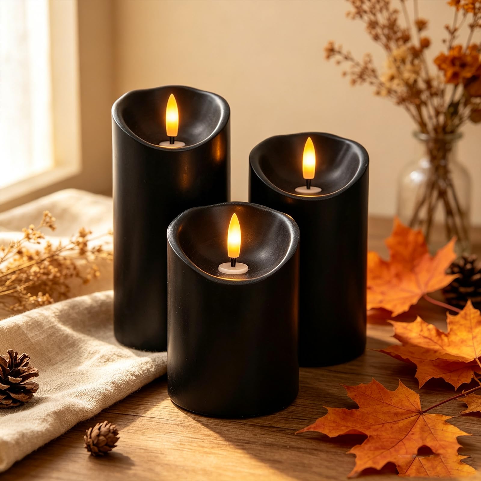 Bougies LED sans flamme à piles pour Halloween, Noël, décoration