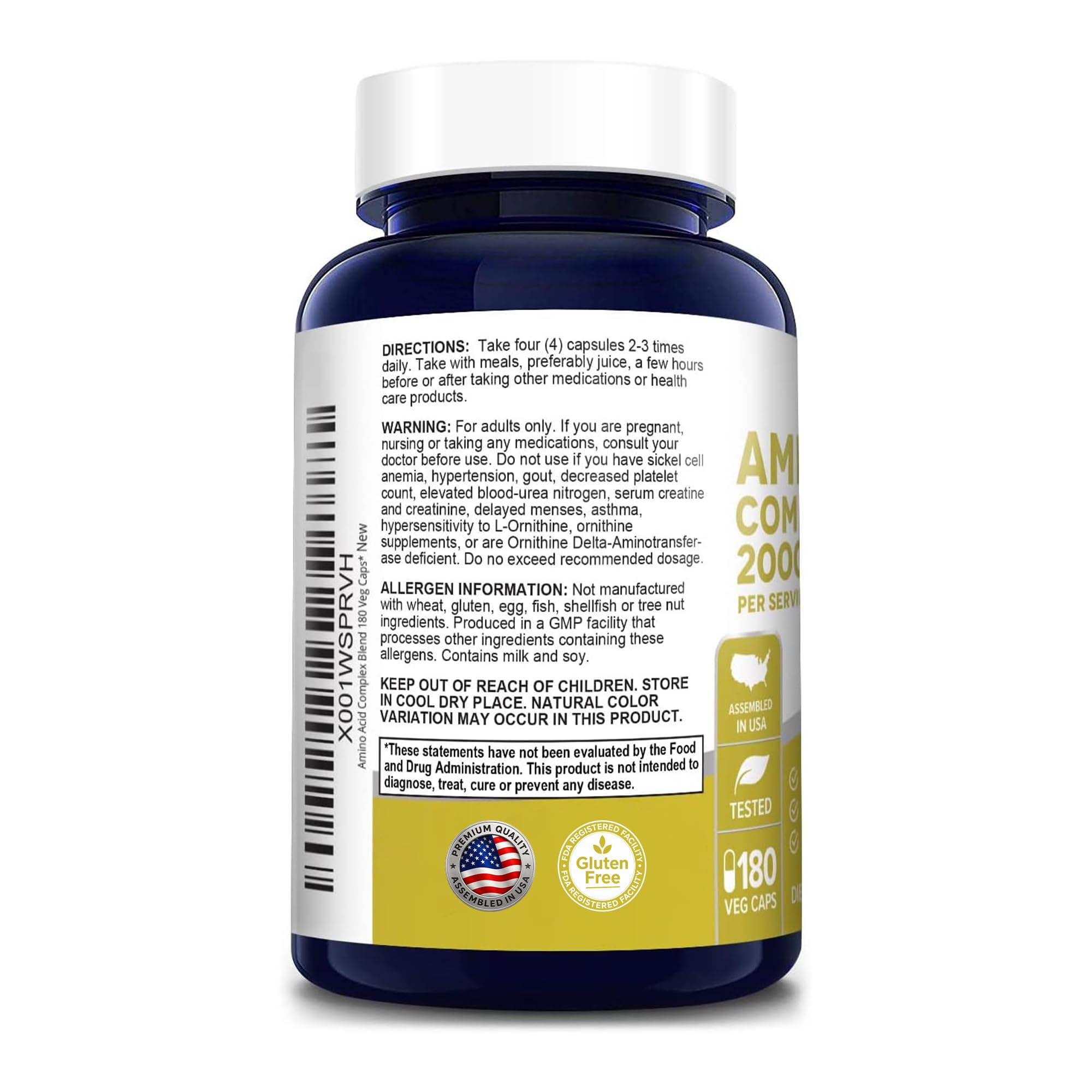NusaPure Amino Acid Complex Blend, 2000mg, 180 Caps - 45 Servings — Amazon image 2