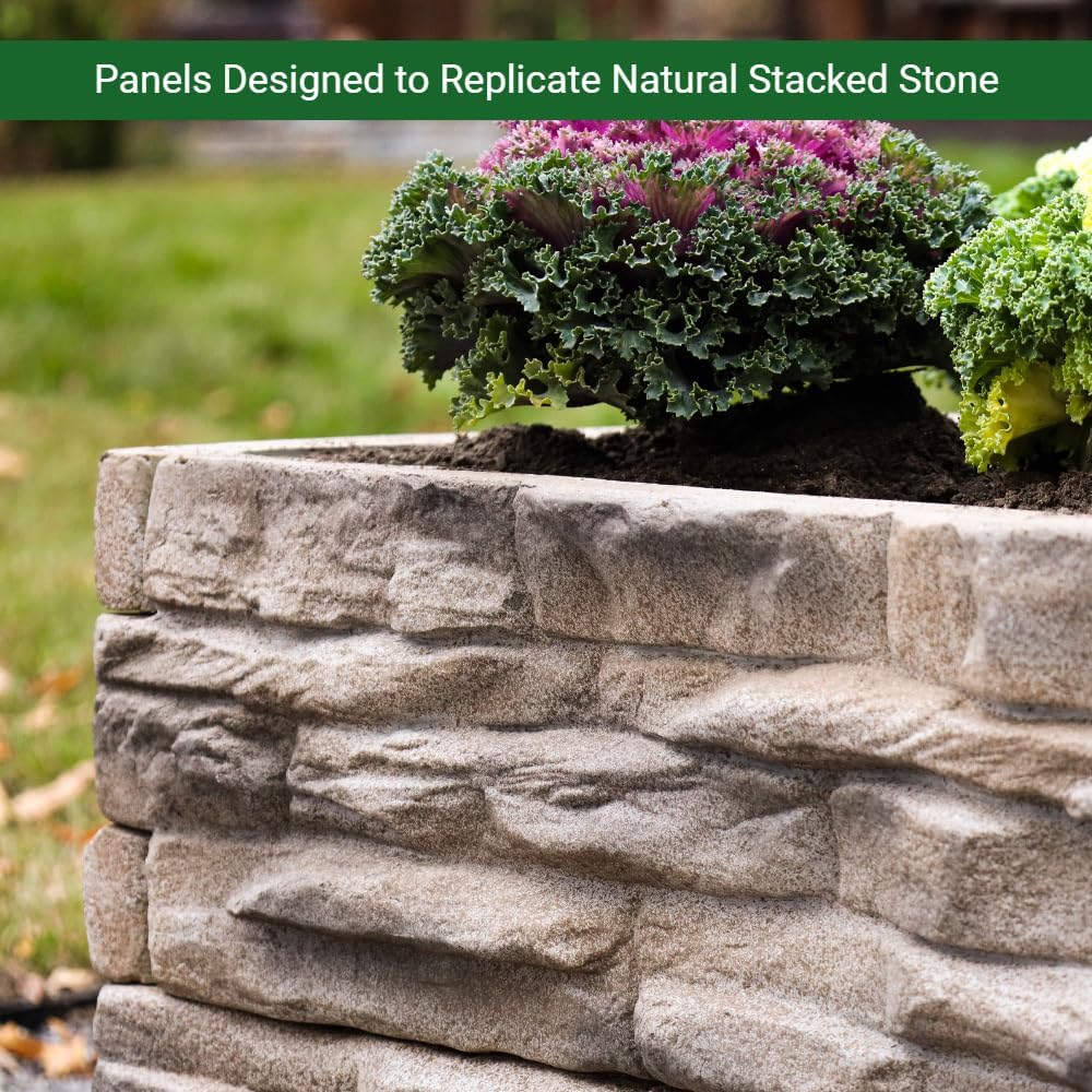 Raised Garden Bed Tan/Brown Ledgestones Composite Polyurethane Natural Look Stone Garden Planter Box (6-Pack)