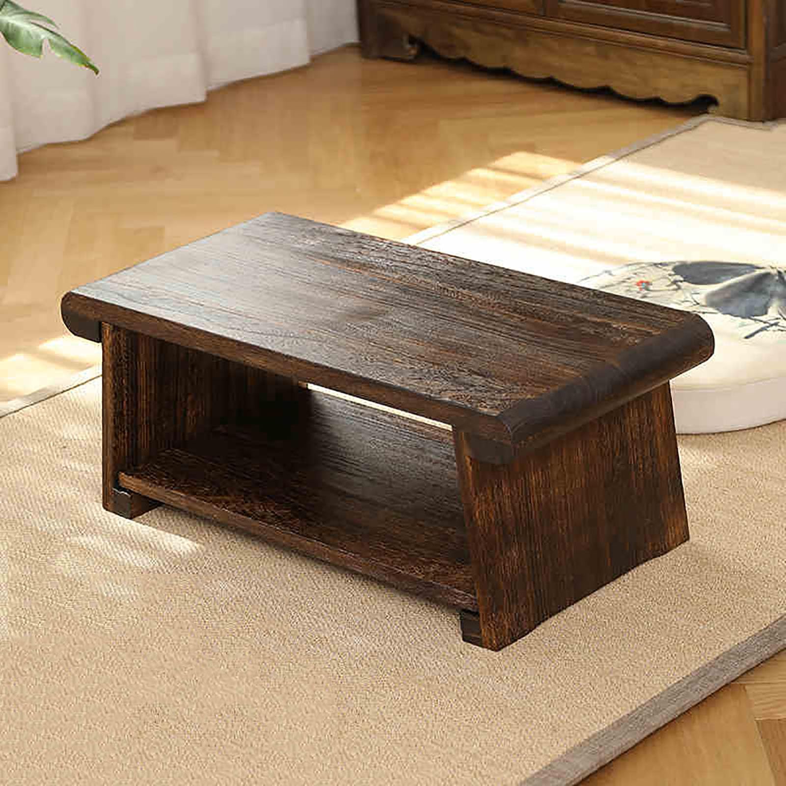 Table basse pliante de méditation et salle à manger meuble d'appoint noyer