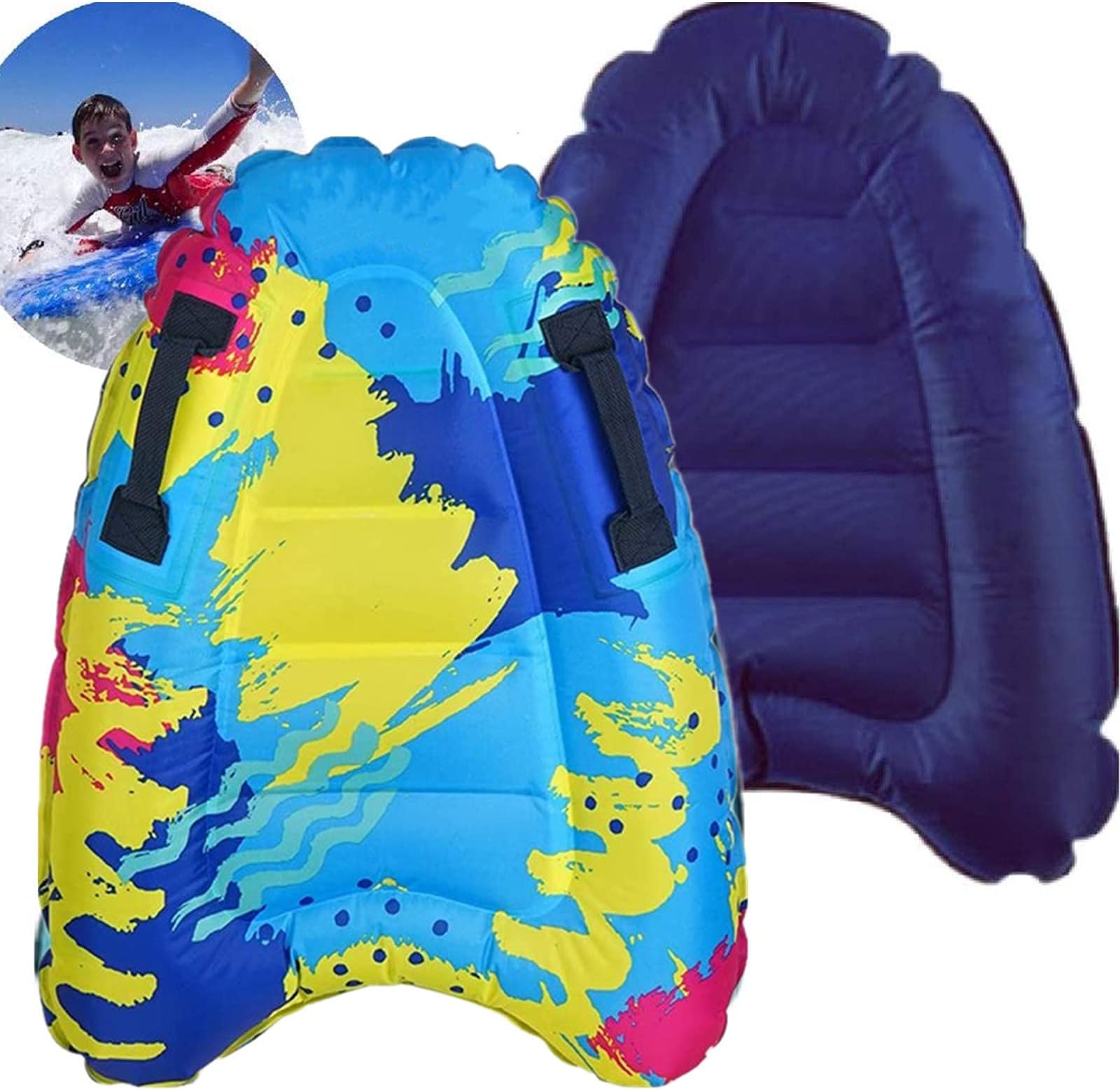 Inflatable Boogy Boards for Beach Travel Toys, 30โ Cavas Slip Slide Water Park Body Surfing Board with Handles, Summer Fun Water Pool Game Toys for Kids 4,8,12 Ages