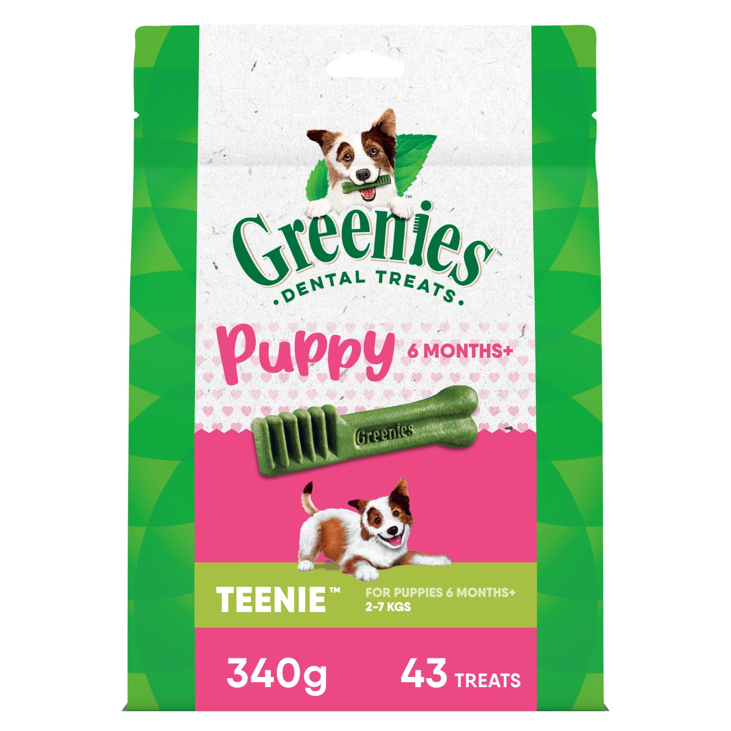 Greenies Dog Treats Veterinarian-Recommended Natural Dental Puppy Treats Teenie Size, 12 oz. Pack, 43 Count