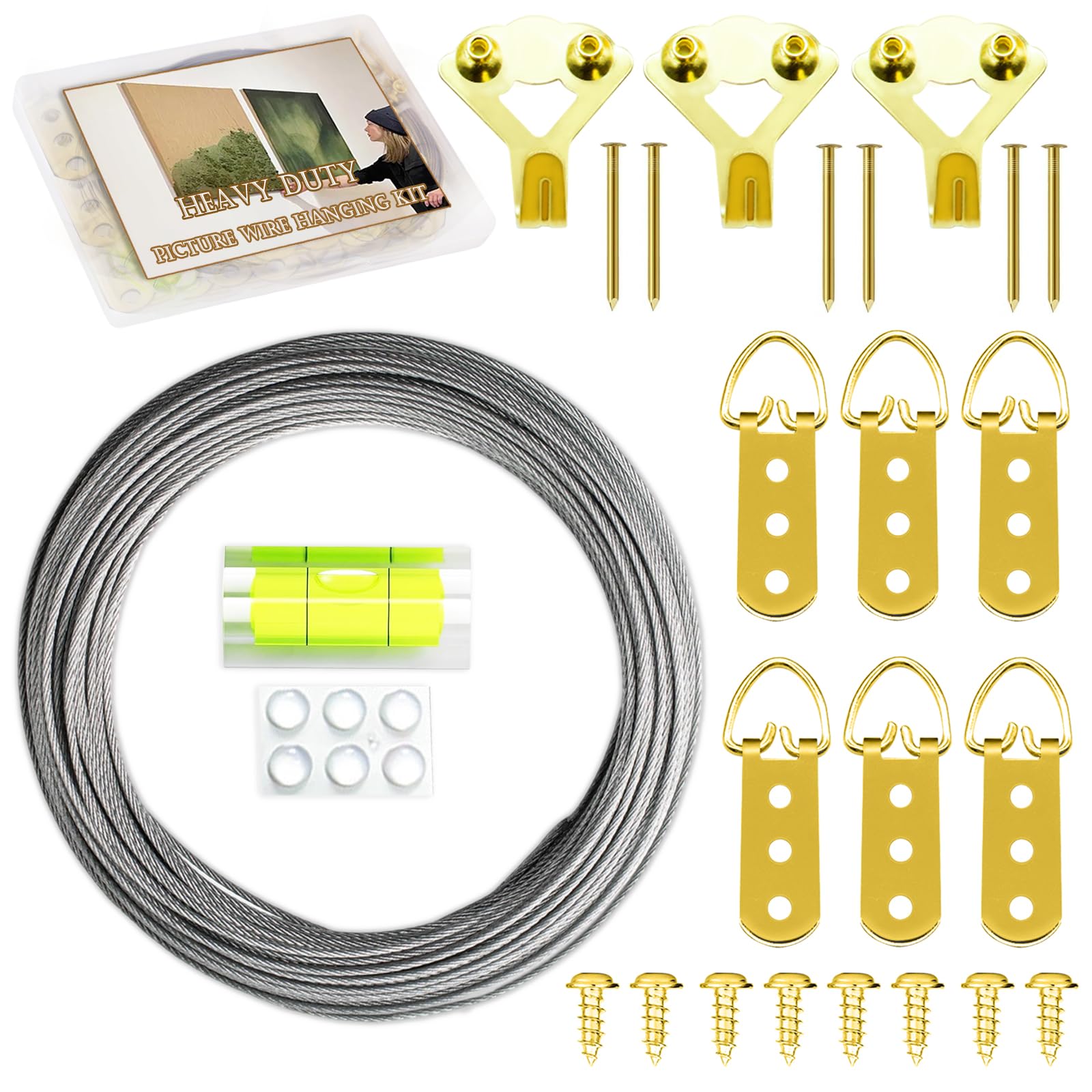 353PCS Picture Hanging Kit,Picture Hangers Heavy Duty Picture Hanging Hooks with Screws,Picture Frame Hooks Heavy Duty Picture Framing Supplies Kit for Picture Hanging(7 Types) — Amazon image 10