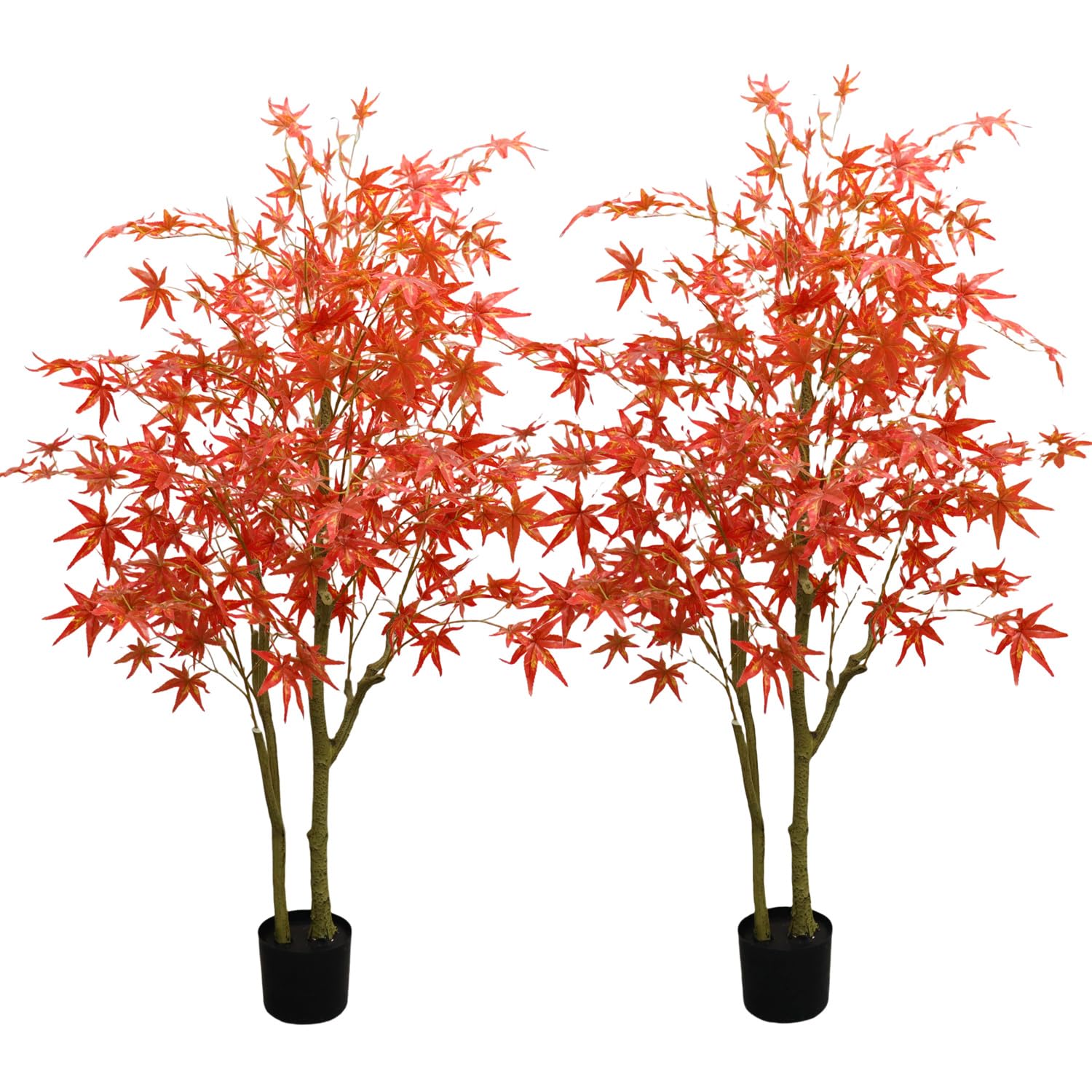 Zstar 2 Piezas de Arce Artificial Grande de 150 cm, Doble Polo, Plantas Artificiales Grandes de Arce, decoración Interior, árbol de otoño Artificial en Maceta para Granja, hogar, Boda