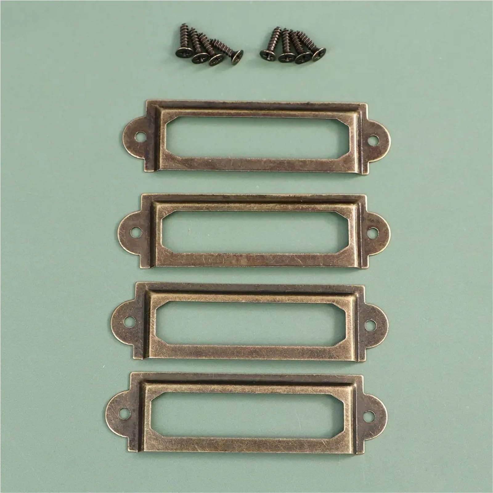 Porta etichette in ottone, 100 pezzi, vintage, in ferro, per cassetti e carte, per ufficio, biblioteca, libreria