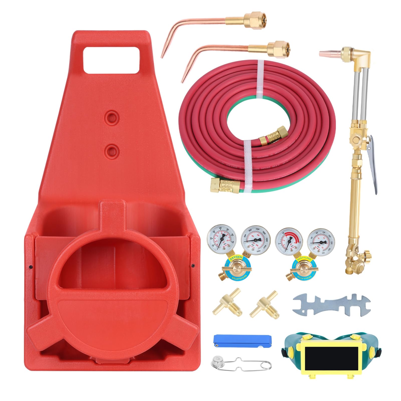 Kit de soplete de oxiacetileno - Juego de soplete portátil de soldadura y corte de servicio medio para soldadura, soldadura de gas (no incluye cilindro de gas), color rojo