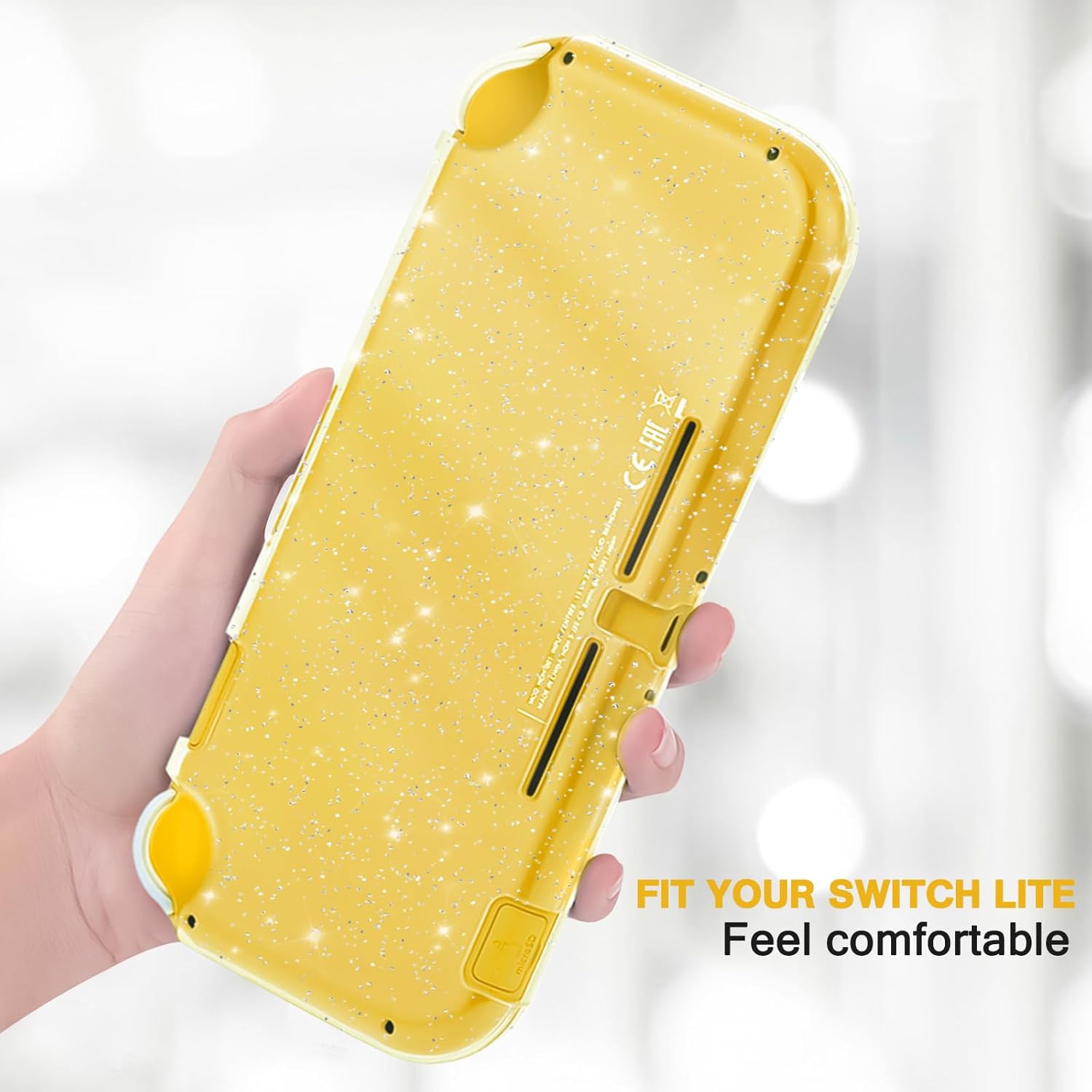 DLseego Protective Case for Nintendo Switch Lite, Glitter Bling Transparent Hard PC Cover with Shock-Absorption and Anti-Scratch Design Protective Case - Crystal Glitter - Image 3