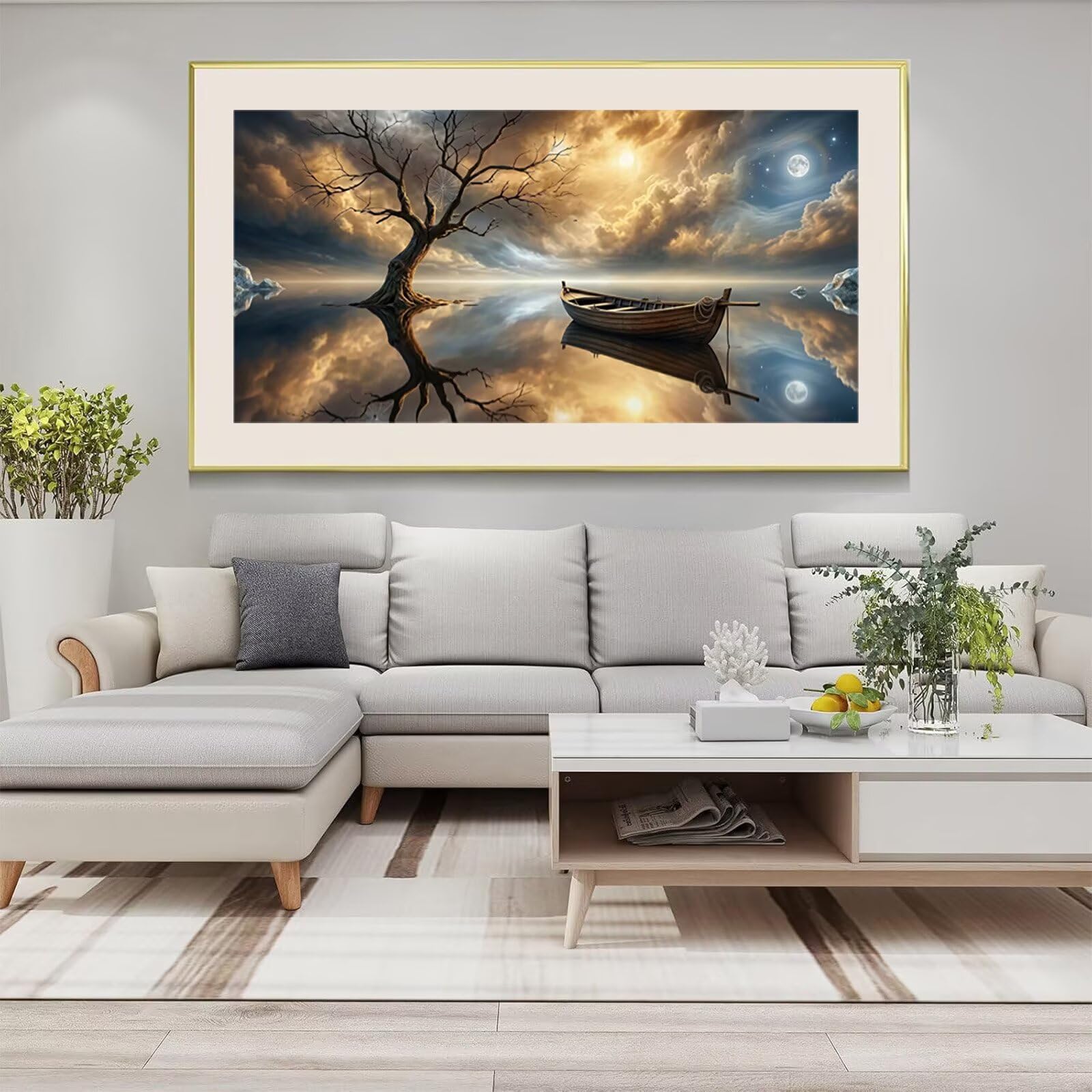 Diamond Painting Baum, Landschaft Diamond Painting Erwachsene, 5D DIY Vollbohrer Diamanten Paint by Numbers, Kreatives für Erwachsene Mosaik Bastelset für Home Wand Deko, Geschenk, 60x120cm, Cod-992