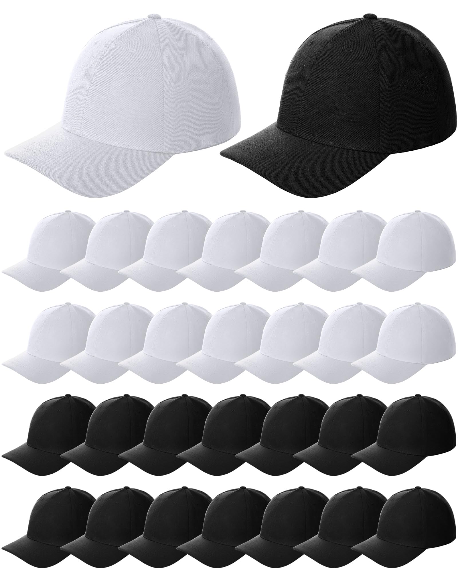 Bonuci30 Pcs Blank Baseball Cap Plain Baseball Hats Bulk Adjustable Trucker Hat Golf Dad Hats for Men Women