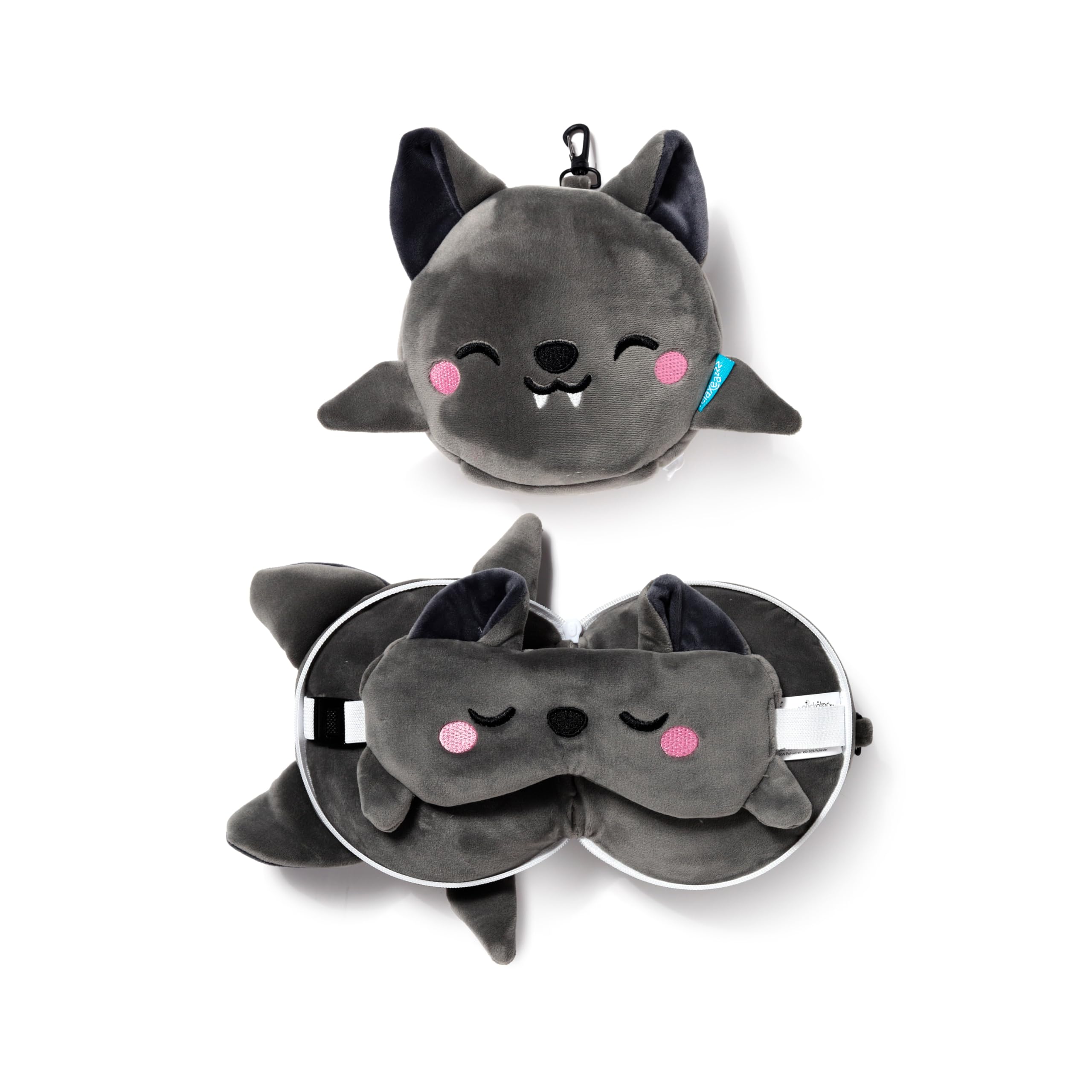Relaxeazzz Dexter the Bat Adoramals Travel Pillow & Eye Mask - Sleep Eye Mask Masks - Kids Travel Accessories for Sleeping Airplane - Flight Plane Neck Pillow Pillows
