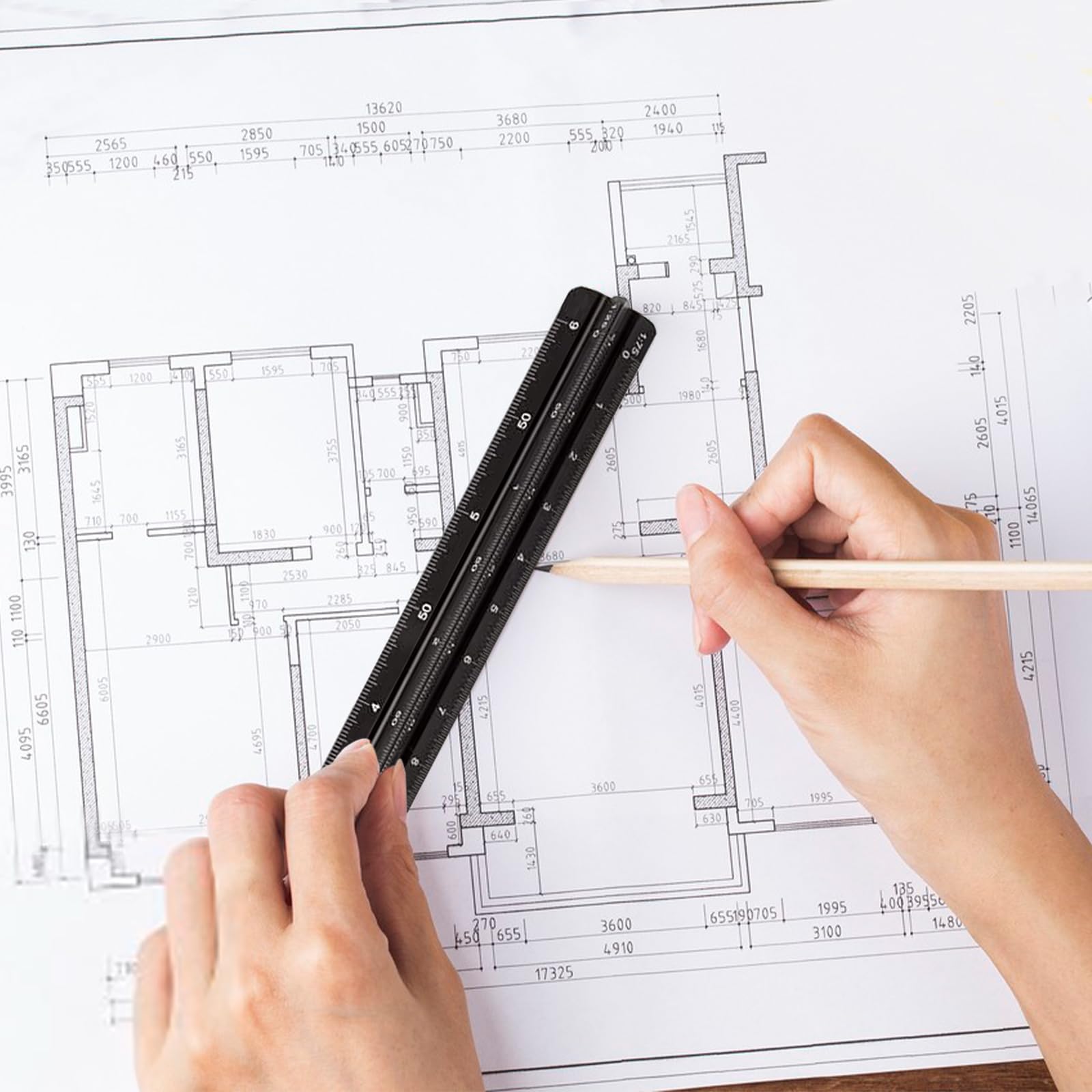 Binnan Escalimetro Profesional, Regla de Dibujo Triangular, Escala de Aleación de Aluminio para dibujo y Decoración