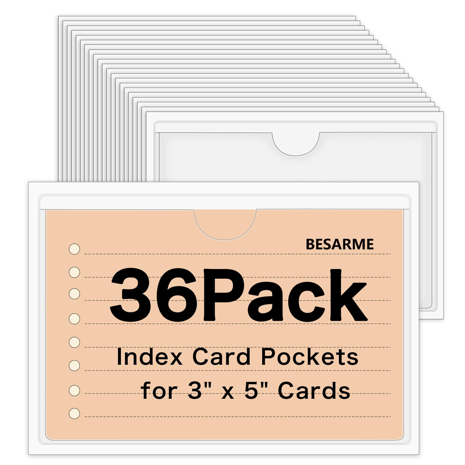 36 Pack 3" x 5" Adhesive Index Card Holders Clear PVC Label Holders