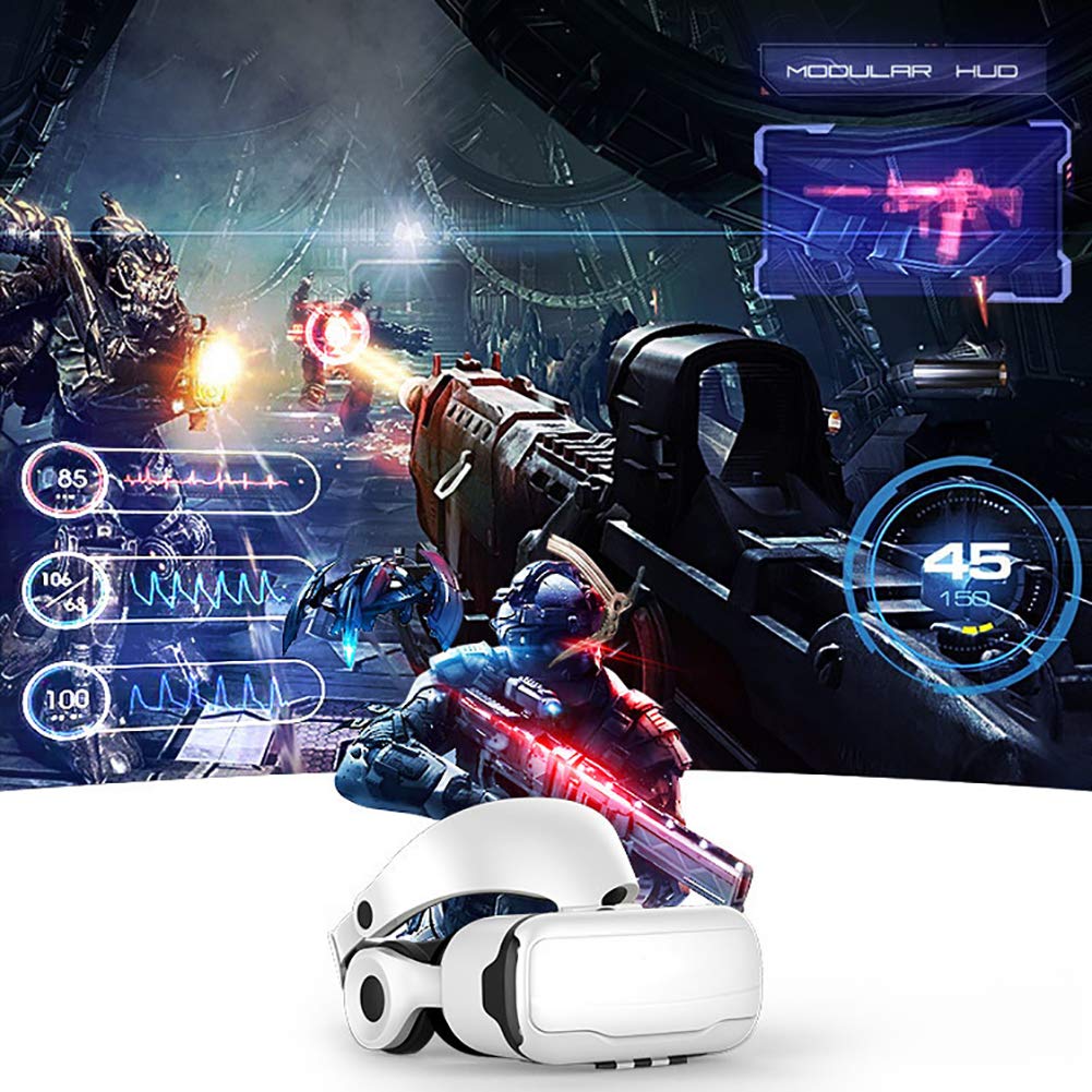 Cuffie VR con Display Virtuale, Lente Asferica Anti-Luce Blu FOV a 96 °, Stile di Indossaggio Retrattile, Occhiali VR Regolabili: Un Regalo per Bambini E Adulti