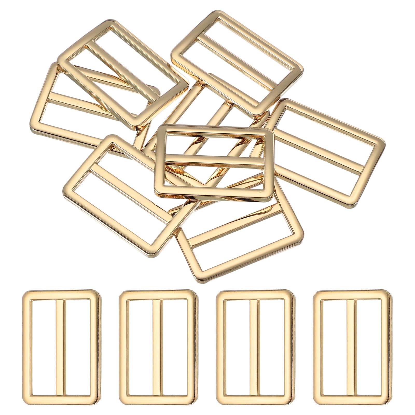uxcell 8pcs Flat Metal Slide Buckle 1" 1.2" 1.5" 2" Adjustable Buckles Webbing Strap Fastener Tri Glide Adjuster Slider