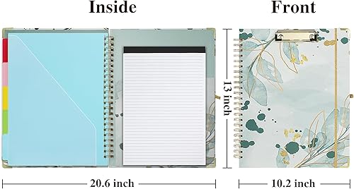 Miniatura 3 de Hiwhy Portapapeles con almacenamiento y bloc de notas recargable para tamaño carta de 8.5 x 11 pulgadas, bonito tablero de clip con 5 carpetas