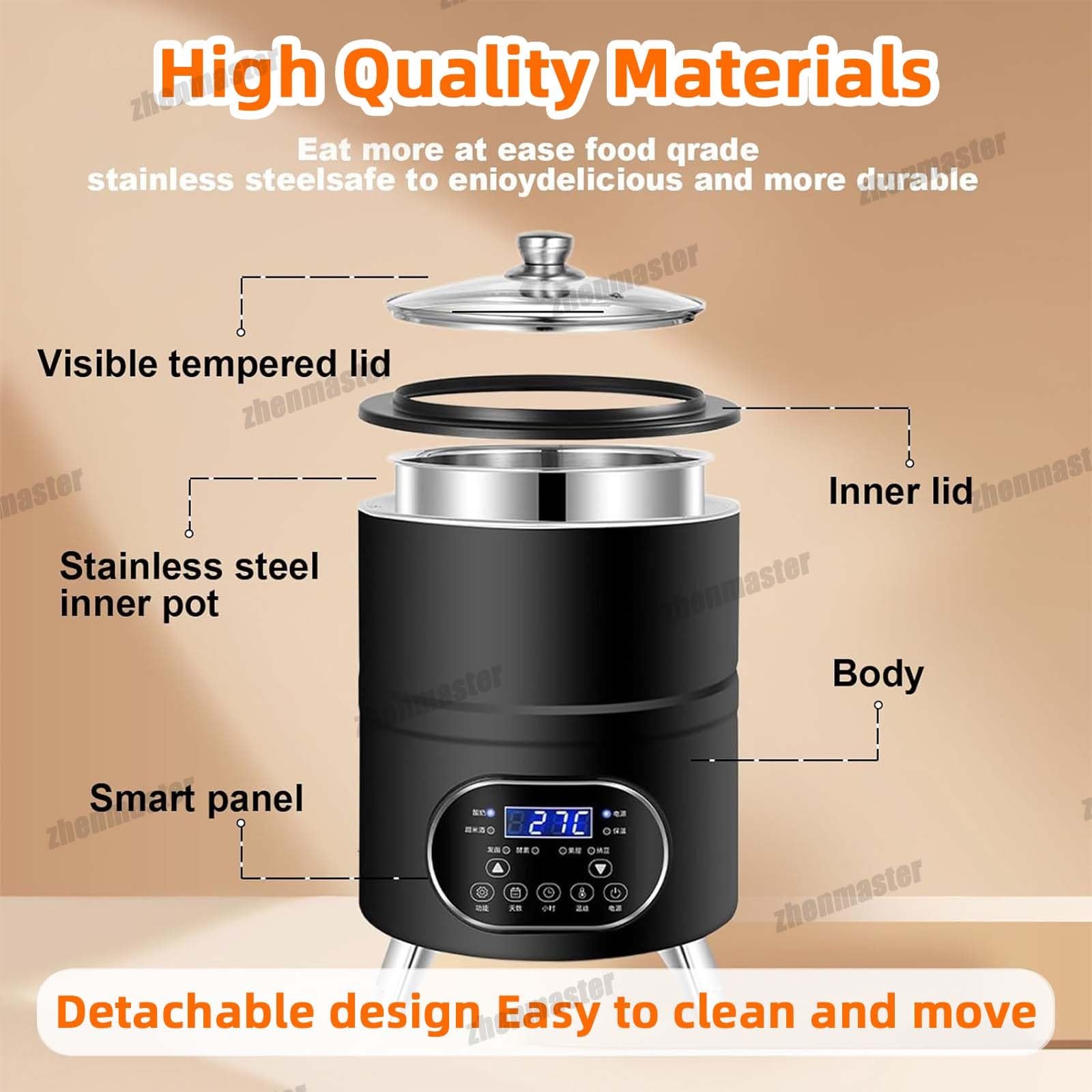 Yogurt Maker, fermentatore automatico con 7 menu preimpostati, pannello LCD intelligente, monitoraggio in tempo reale per yogurt probiotico e altro, facile da usare, capacità 12 l