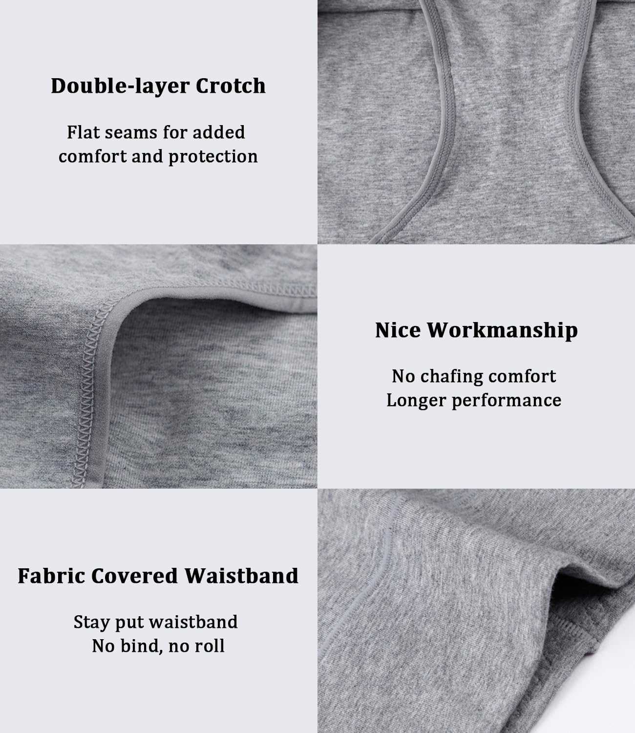 wirarpa Women's Underwear High Waisted Ladies Cotton Panties Soft Full Coverage Briefs 5 Pack Black Grey Medium - Image 6