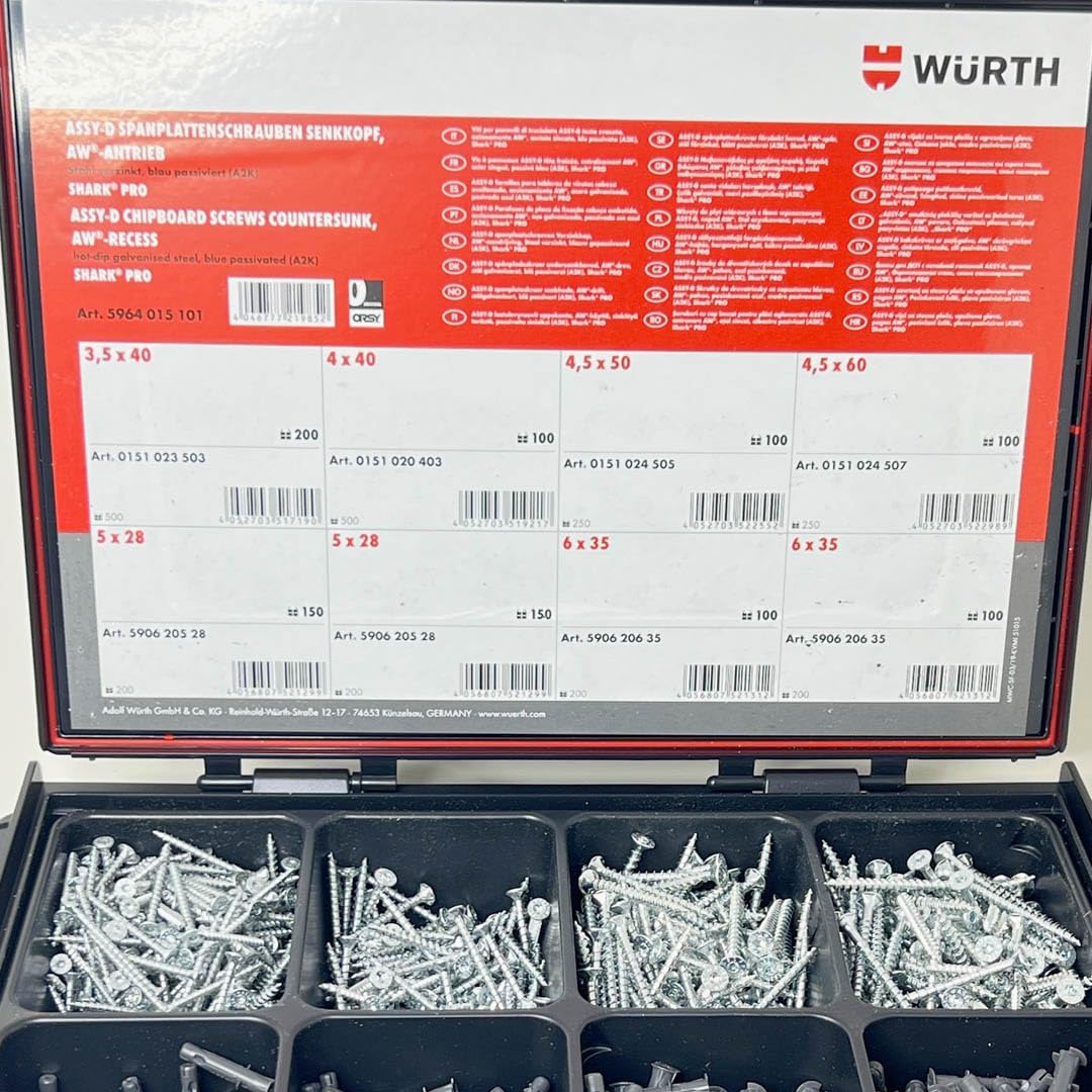 Würth Schrauben & Dübel Set im ASSY Systemkoffer Shark Nylondübel 1000 Teile