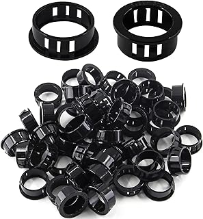 Uenhoy 50 Pcs Black Snap Bushing 1" Mounting Dia Nylon Snap in Cable Hose Bushing Grommet Protectors SB-25